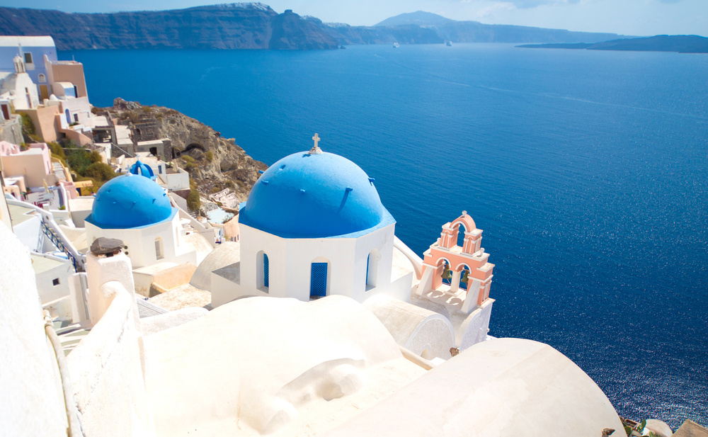 Beautiful island of Santorini in Greece during the summer