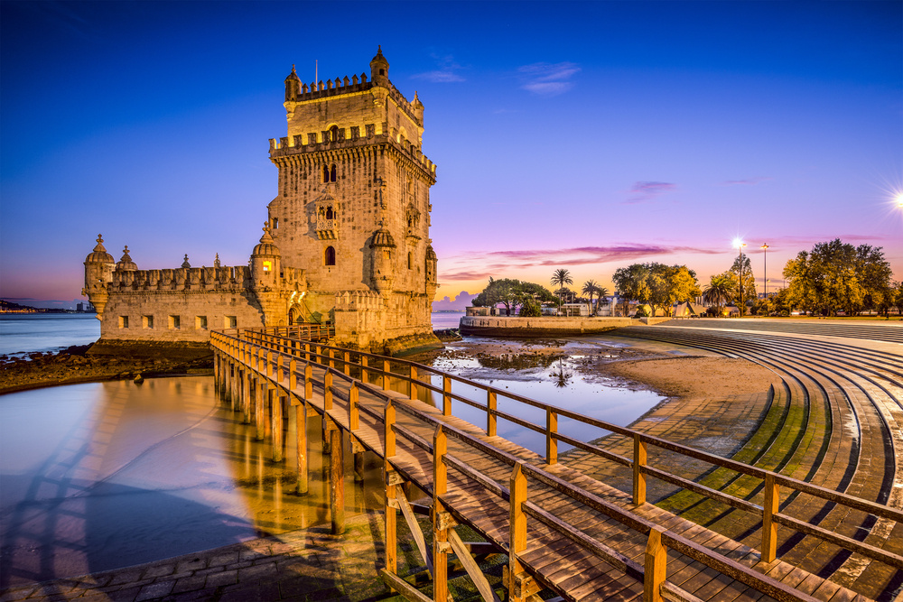 Lisbon, Portugal at Belem Tower on the Tagus River.